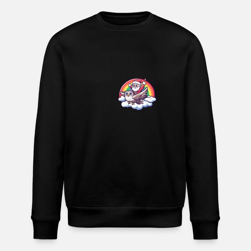 Eule Weihnachtsmann Regenbogen - Stanley/Stella Unisex Bio-Sweatshirt ROLLER - Schwarz