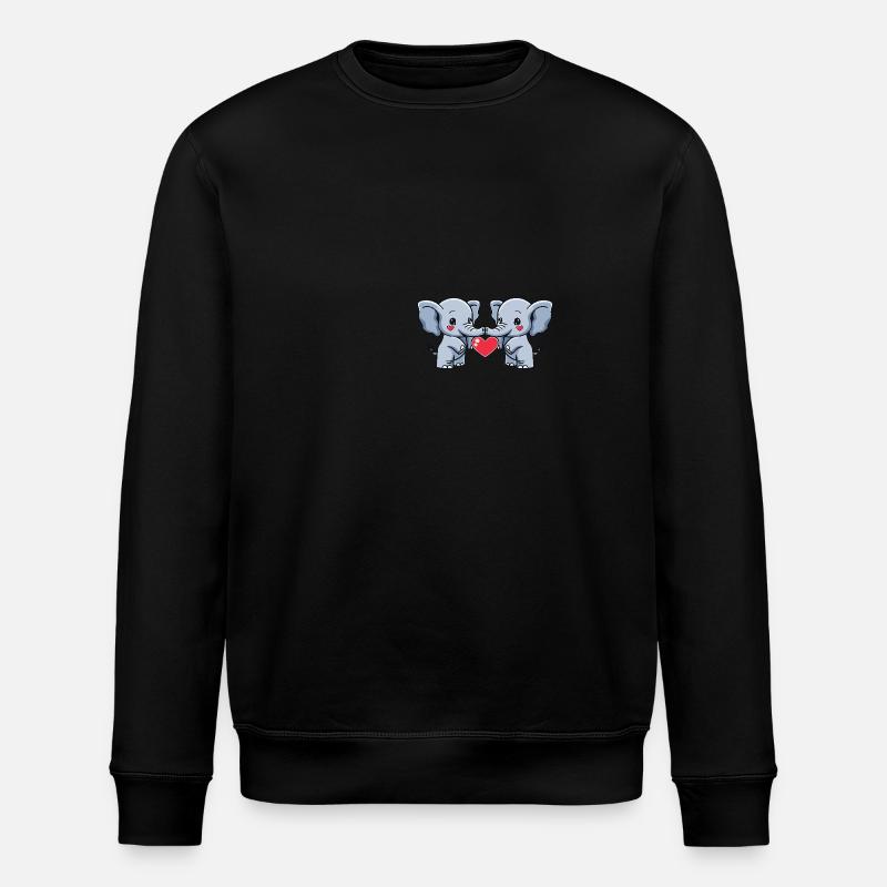 Elephant Couple Valentine's Day - Stanley/Stella ROLLER Unisex Organic Sweatshirt - black