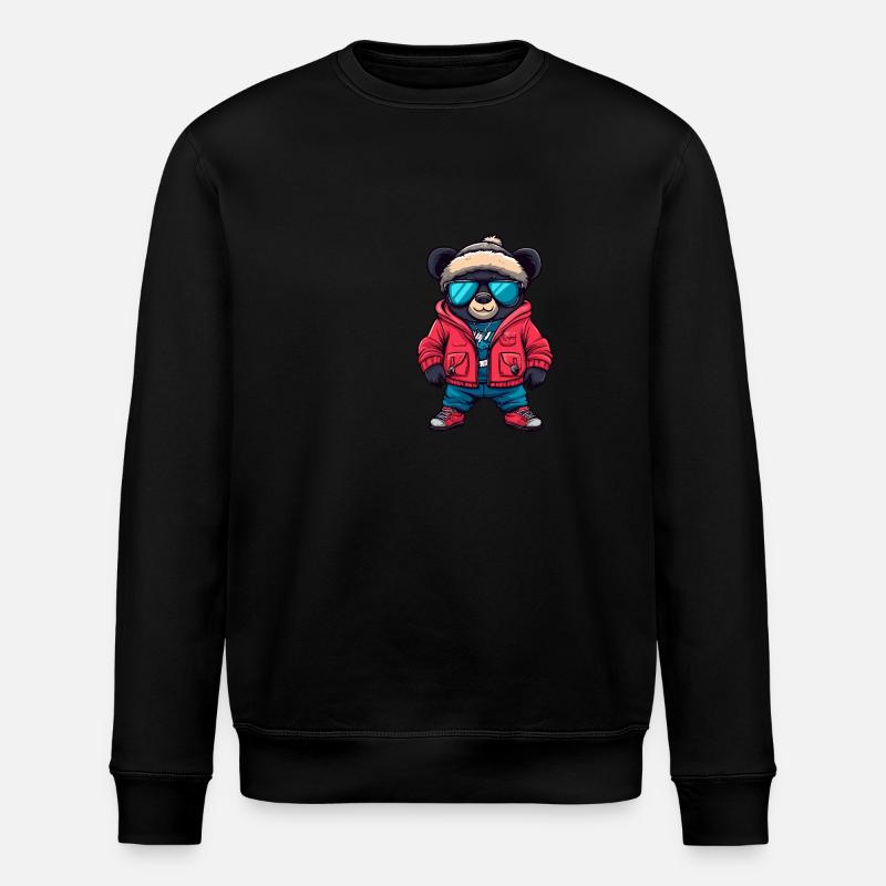 Bear Cool Comic - Stanley/Stella ROLLER Unisex Organic Sweatshirt - black