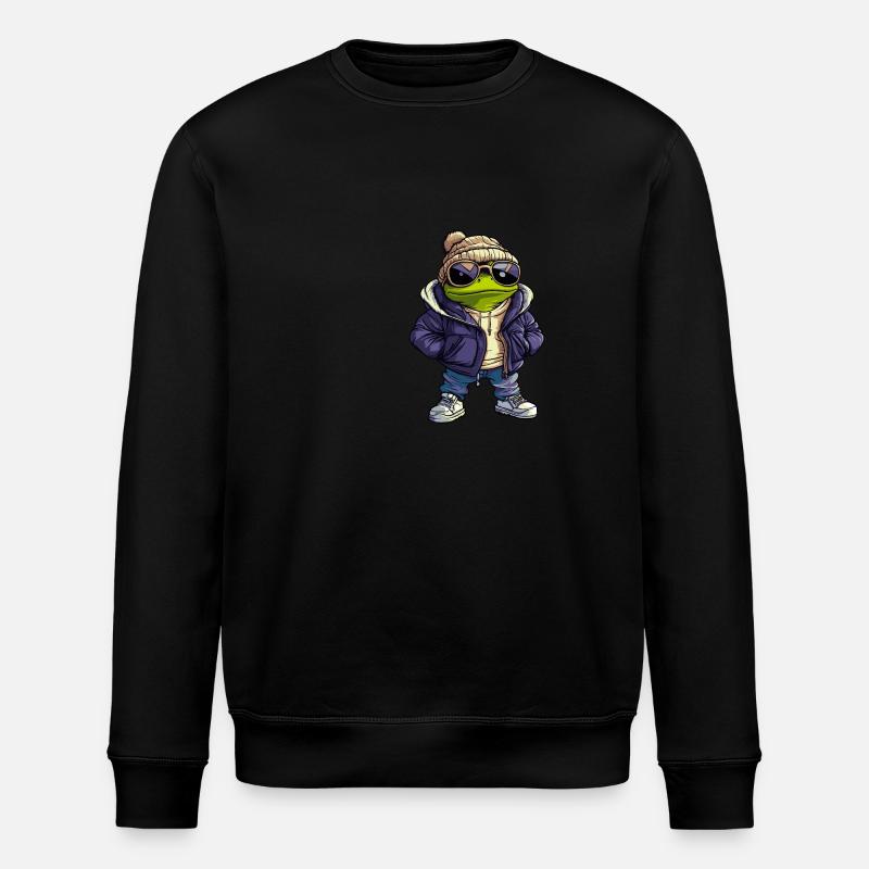 Frog Cool Comic - Stanley/Stella ROLLER Unisex Organic Sweatshirt - black