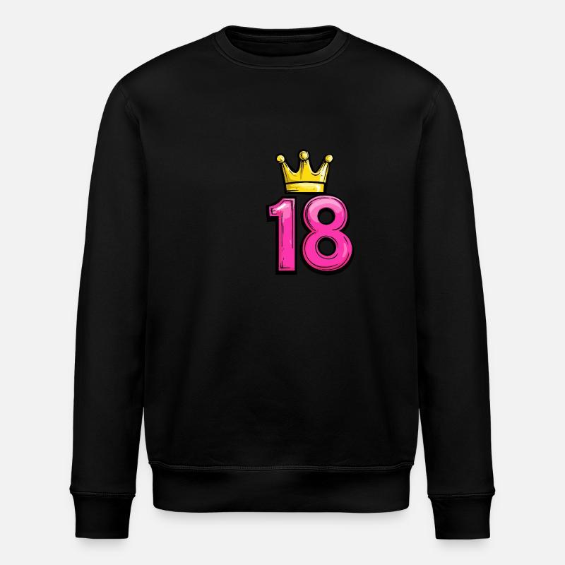 18 Zahl Krone - Stanley/Stella Unisex Bio-Sweatshirt ROLLER - Schwarz