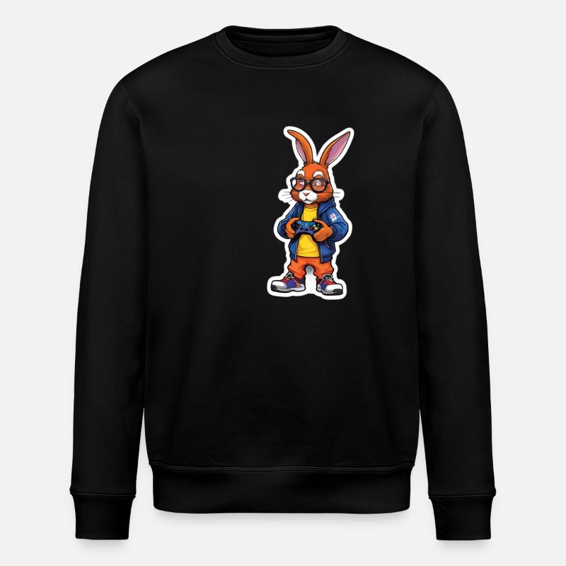 Gamer bunny with controller - Stanley/Stella ROLLER Unisex Organic Sweatshirt - black