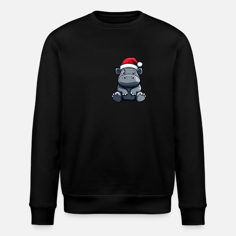 Nilpferd Weihnachten Niedlich - Stanley/Stella Unisex Bio-Sweatshirt ROLLER - Schwarz