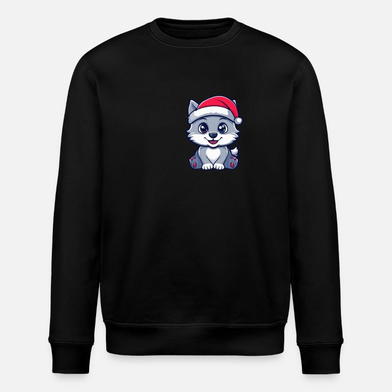 Wolf Christmas Cute - Stanley/Stella ROLLER Unisex Organic Sweatshirt - black