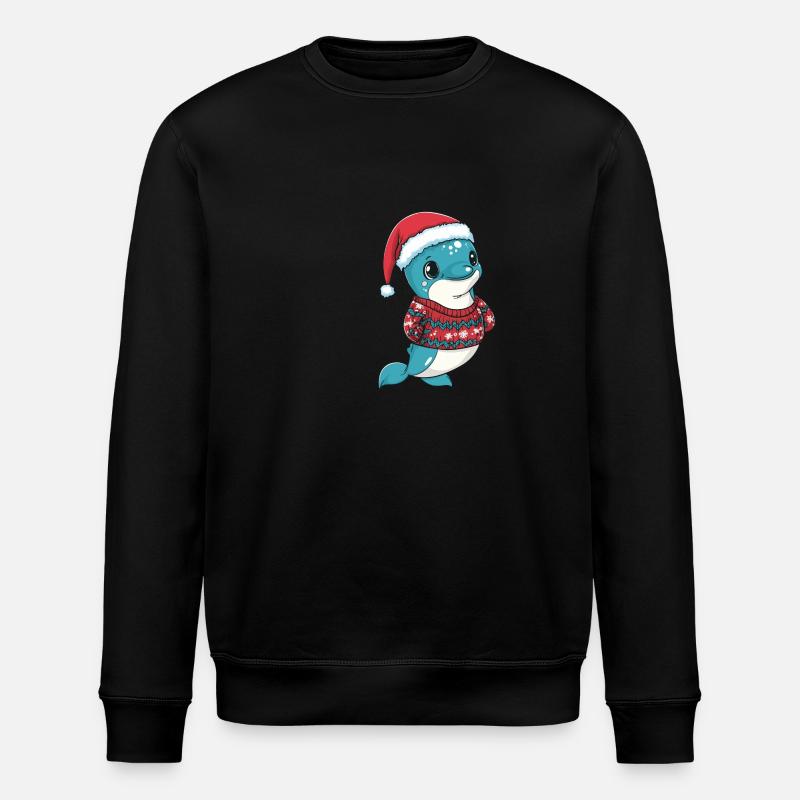 Delfin Weihnachten Comic - Stanley/Stella Unisex Bio-Sweatshirt ROLLER - Schwarz
