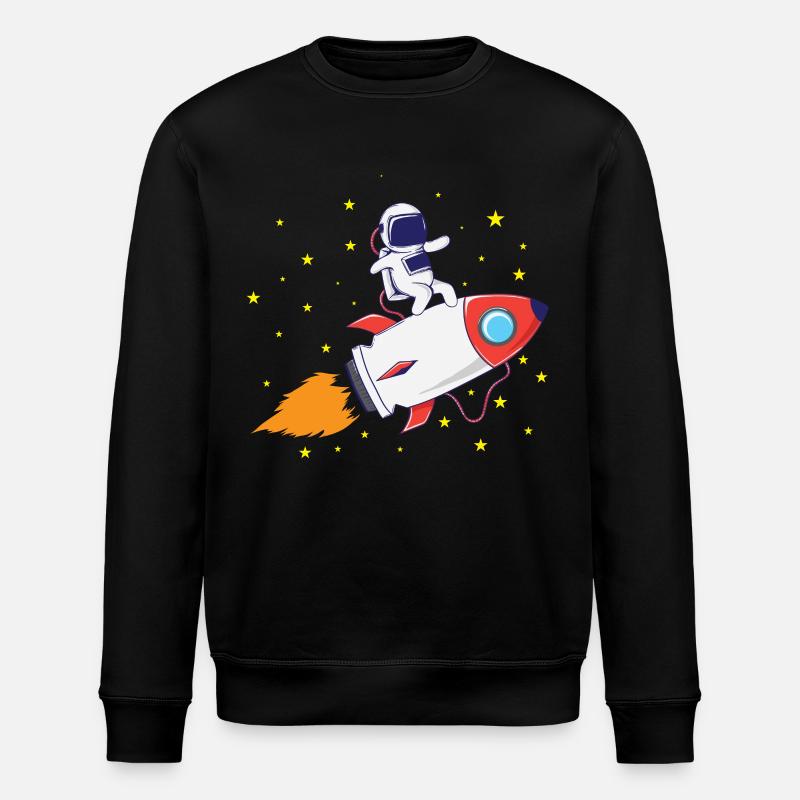 Astronaut auf Rakete - Stanley/Stella Unisex Bio-Sweatshirt ROLLER - Schwarz