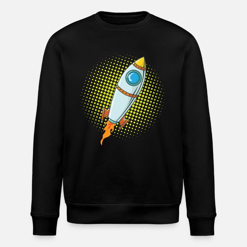Moon Rocket Spaceship Comic Missile - Stanley/Stella ROLLER Unisex Organic Sweatshirt - black