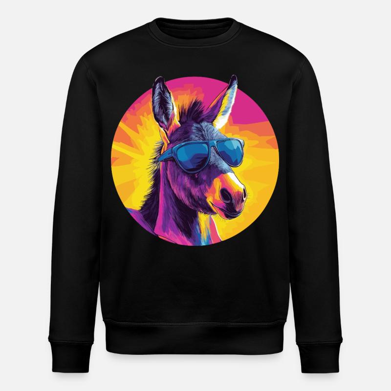 Cool donkey with sunglasses - Stanley/Stella ROLLER Unisex Organic Sweatshirt - black