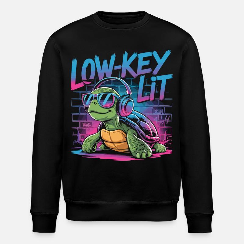 Low-Key Lit Turtle - Stanley/Stella ROLLER Unisex Organic Sweatshirt - black