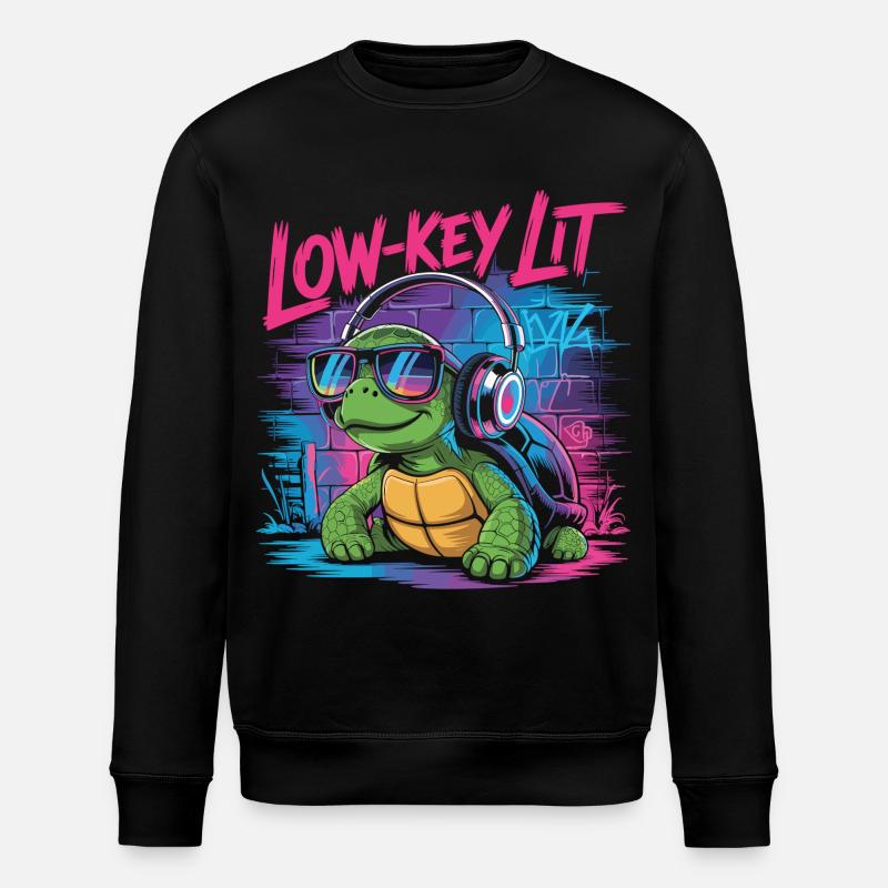 Low-Key Lit Turtle - Stanley/Stella ROLLER Unisex Organic Sweatshirt - black