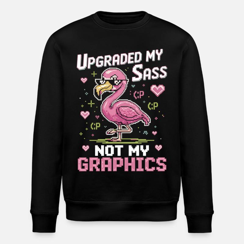 Pixel-Flamingo mit Attitüde - Stanley/Stella Unisex Bio-Sweatshirt ROLLER - Schwarz