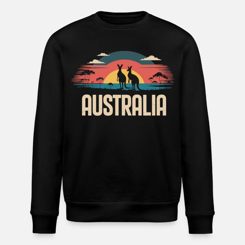 Australien mit Kängurus im Outback - Stanley/Stella Unisex Bio-Sweatshirt ROLLER - Schwarz