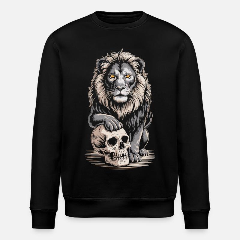 Löwe mit Totenschädel - Stanley/Stella Unisex Bio-Sweatshirt ROLLER - Schwarz