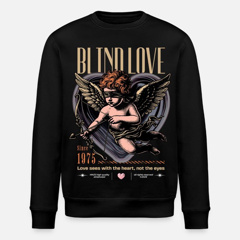 Blind Love 1975 Retro Cupid - Stanley/Stella ROLLER Unisex Organic Sweatshirt - black