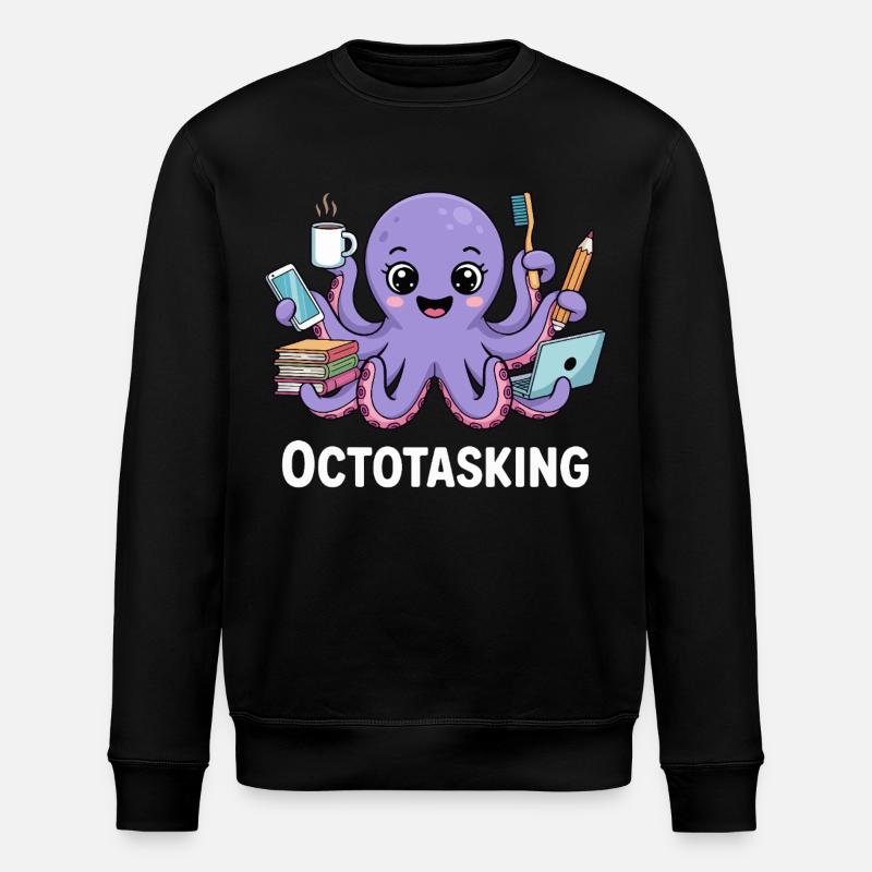 Octotasking Krake im Multitasking Modus - Stanley/Stella Unisex Bio-Sweatshirt ROLLER - Schwarz