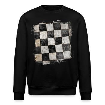 Grunge Schachbrettmuster Schwarz-Weiß Retro - Stanley/Stella Unisex Bio-Sweatshirt ROLLER - Schwarz - Vorne - Nik (191cm)