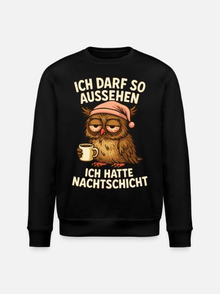 Nachtschicht Nachtdienst Krankenschwester Eule - Stanley/Stella Unisex Bio-Sweatshirt ROLLER - Schwarz