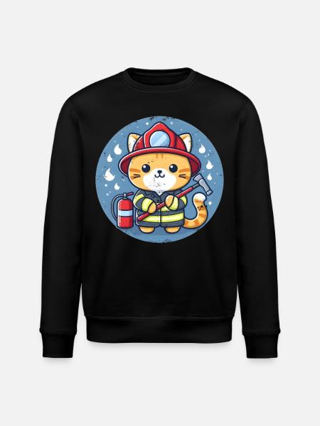 Firefighter Cat - Stanley/Stella ROLLER Unisex Organic Sweatshirt - black