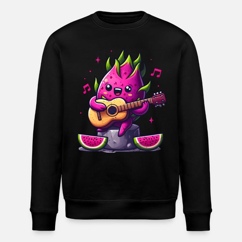 Dragon fruit playing guitar - Stanley/Stella ROLLER Unisex Organic Sweatshirt - black