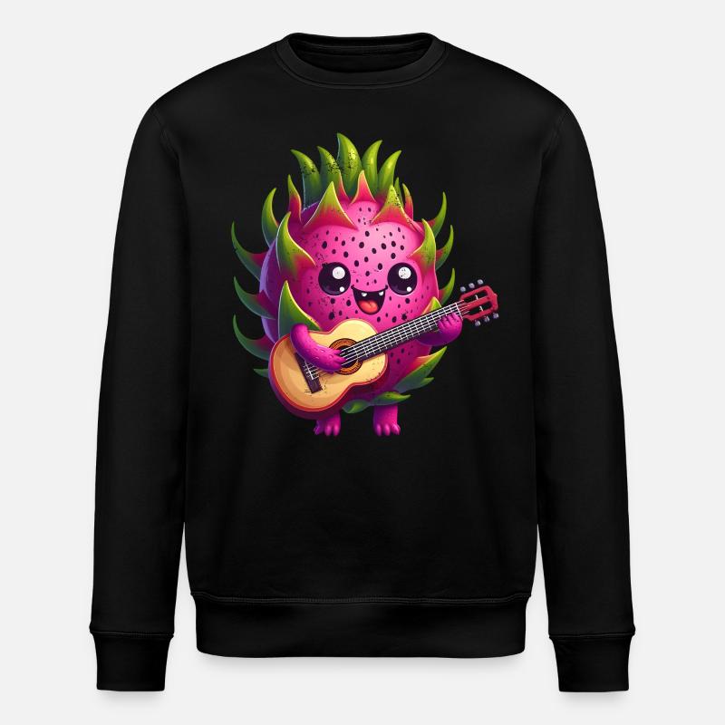 Dragon Fruit Playing Guitar - Stanley/Stella ROLLER Unisex Organic Sweatshirt - black