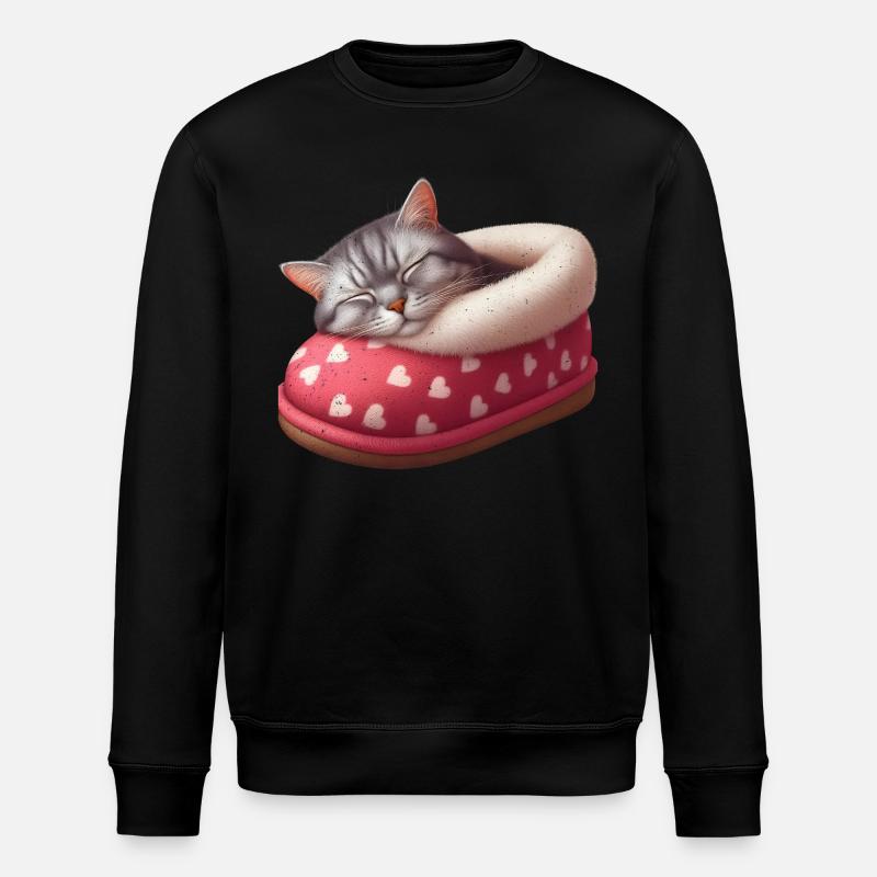 Katze Kätzchen schläft im Schuh - Stanley/Stella Unisex Bio-Sweatshirt ROLLER - Schwarz