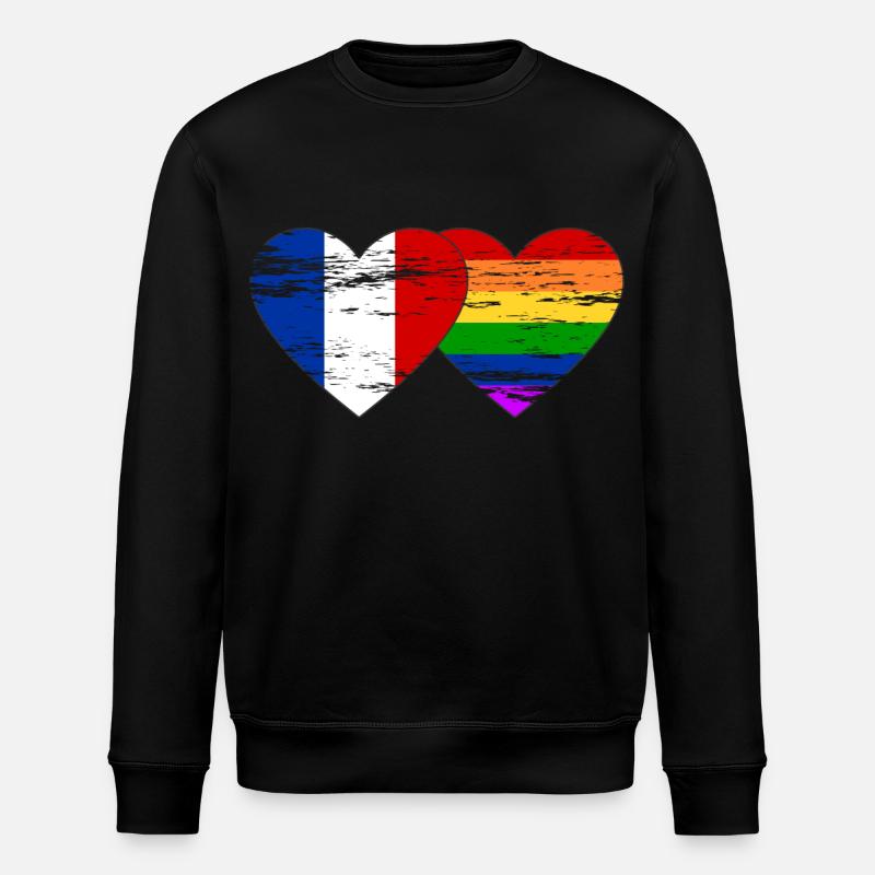 Frankreich Regenbogen Flagge used - Stanley/Stella Unisex Bio-Sweatshirt ROLLER - Schwarz