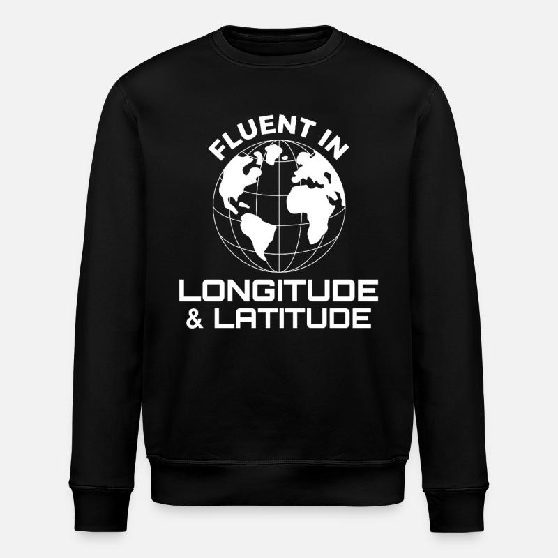 Fließend Längengrad Breitengrad GIS Globus - Stanley/Stella Unisex Bio-Sweatshirt ROLLER - Schwarz