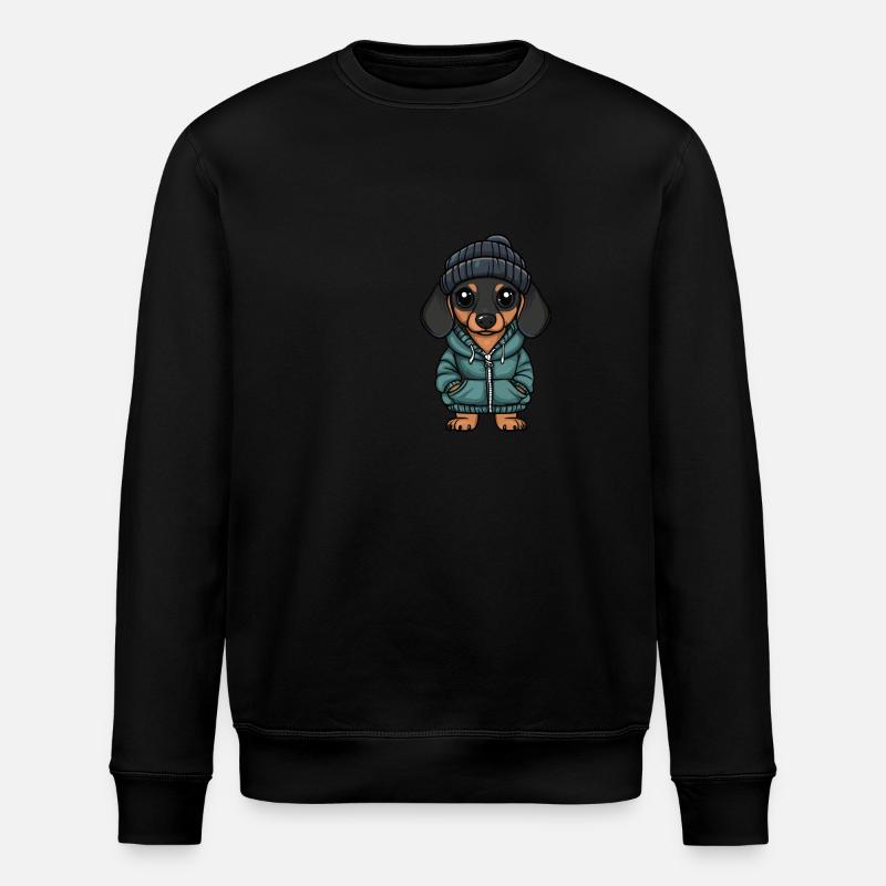 Dachshund BadgerDog Winter - Stanley/Stella ROLLER Unisex Organic Sweatshirt - black