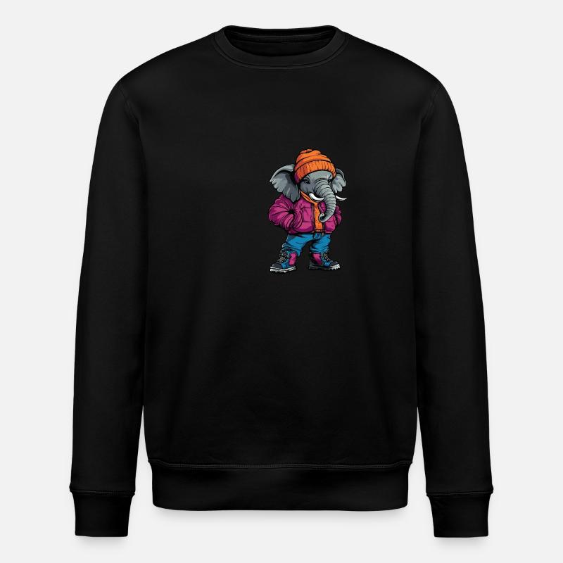 Elefant Lustig Winter - Stanley/Stella Unisex Bio-Sweatshirt ROLLER - Schwarz