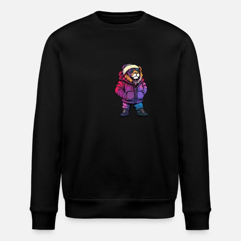 Löwe Lustig Winter - Stanley/Stella Unisex Bio-Sweatshirt ROLLER - Schwarz