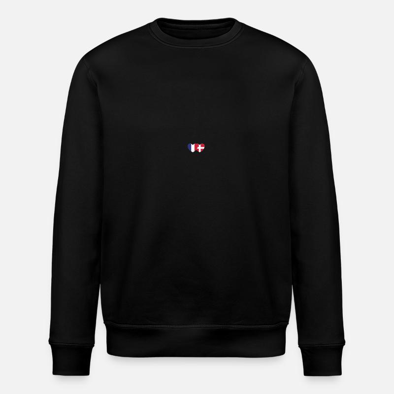 Drapeau France Danemark Coeur - Sweat bio ROLLER Stanley/Stella Unisexe - noir