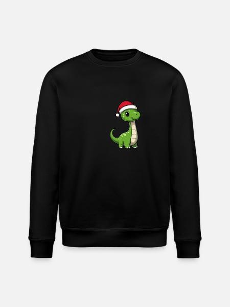 Dinosaur Brontosaurus Christmas Cute - Stanley/Stella ROLLER Unisex Organic Sweatshirt - black