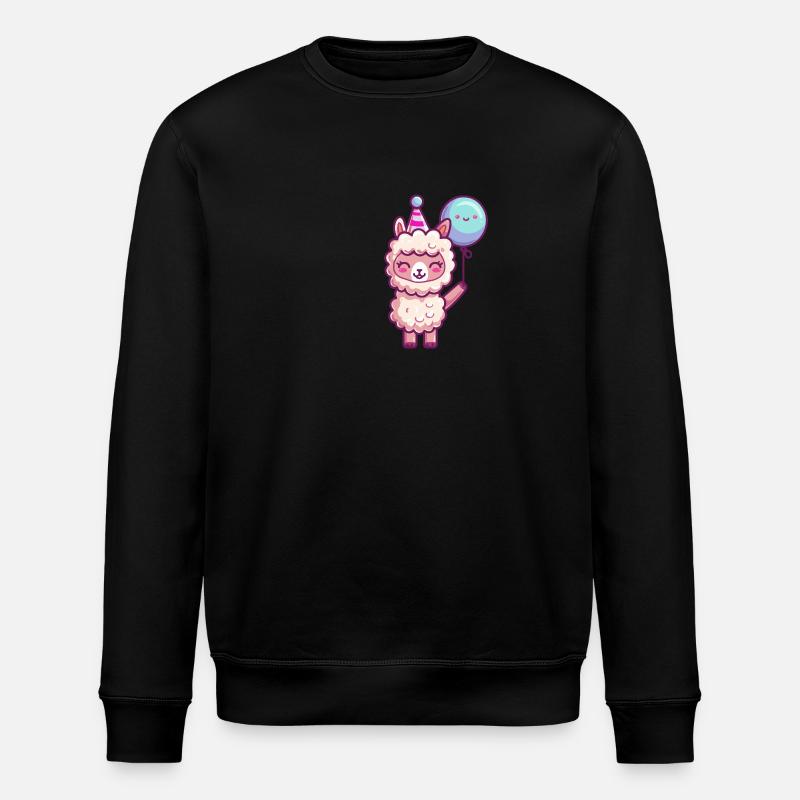 Alpaca Llama Birthday Comic - Stanley/Stella ROLLER Unisex Organic Sweatshirt - black
