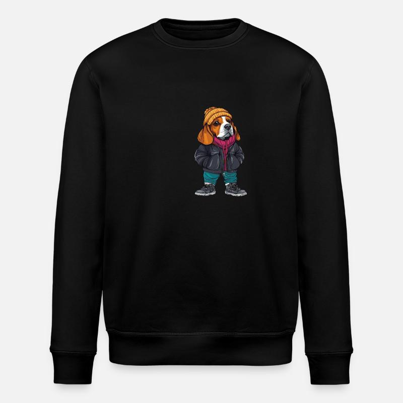 Beagle Dog Funny Winter - Stanley/Stella ROLLER Unisex Organic Sweatshirt - black