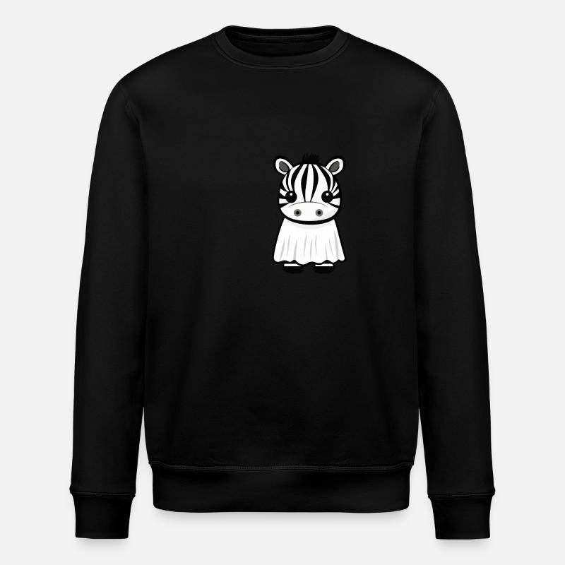 Zebra Halloween Funny Ghost - Stanley/Stella ROLLER Unisex Organic Sweatshirt - black