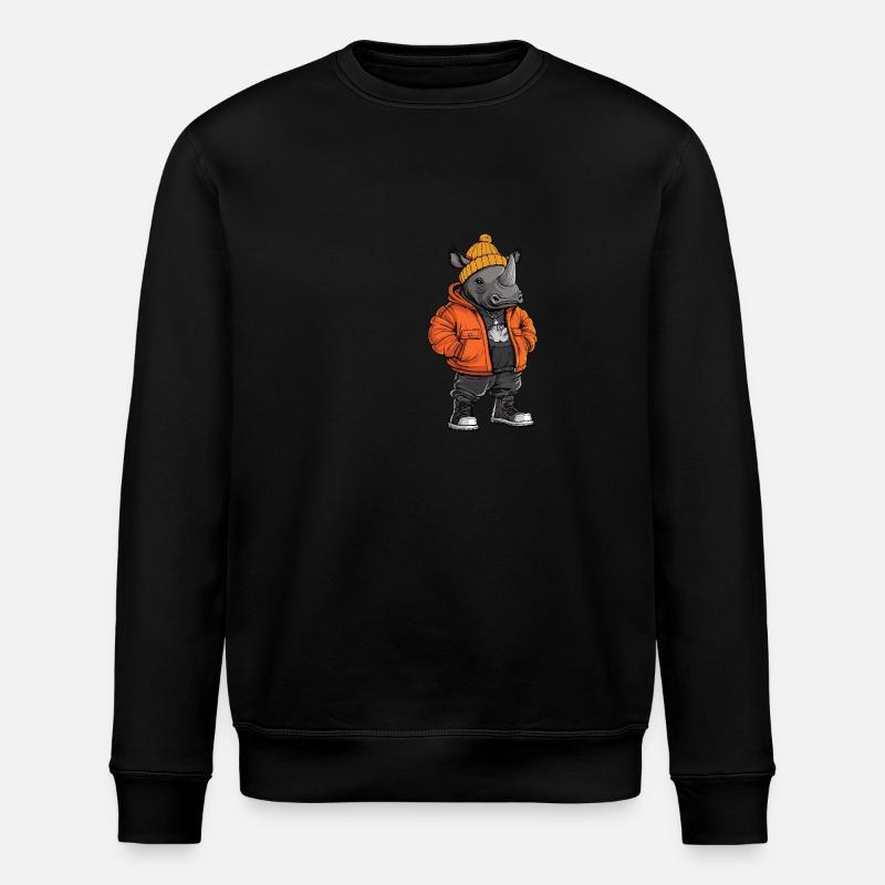 Rhino Funny Winter - Stanley/Stella ROLLER Unisex Organic Sweatshirt - black