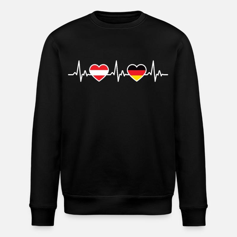 Austria Germany Heartbeat Austrians - Stanley/Stella ROLLER Unisex Organic Sweatshirt - black