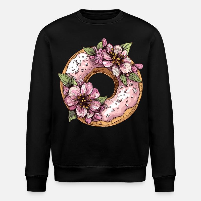 Donut mit Blüten - Stanley/Stella Unisex Bio-Sweatshirt ROLLER - Schwarz