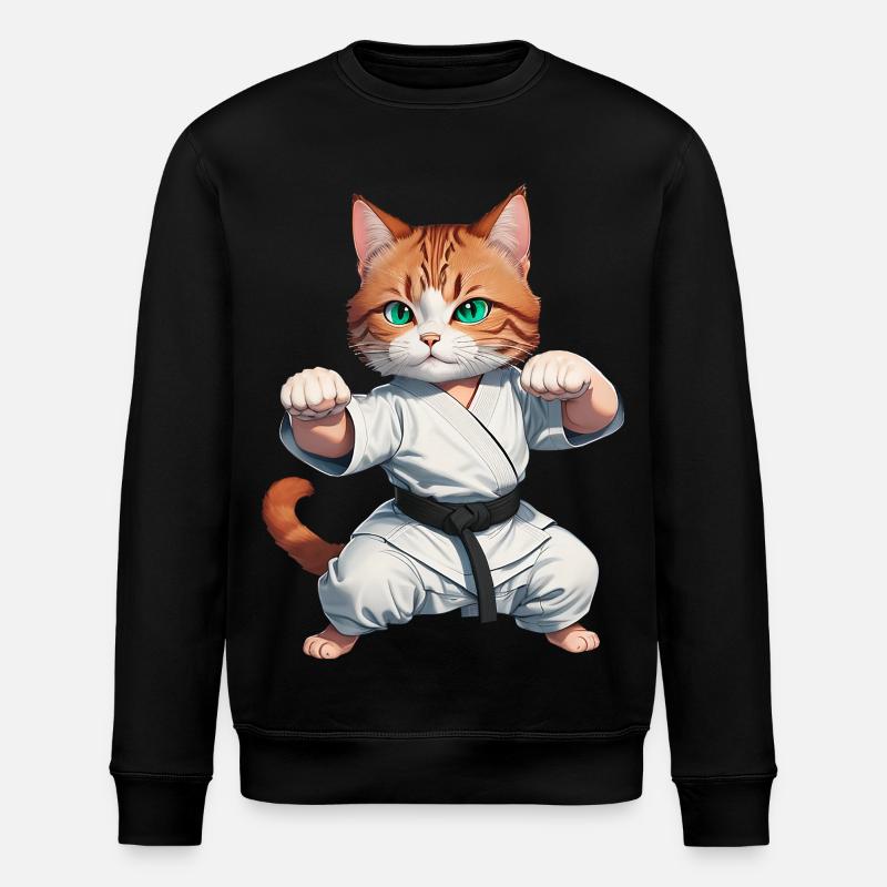 Karate Katze - Kung-Fu Kater - Stanley/Stella Unisex Bio-Sweatshirt ROLLER - Schwarz
