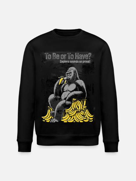 Primal Ape with Banana Pile - Stanley/Stella ROLLER Unisex Organic Sweatshirt - black