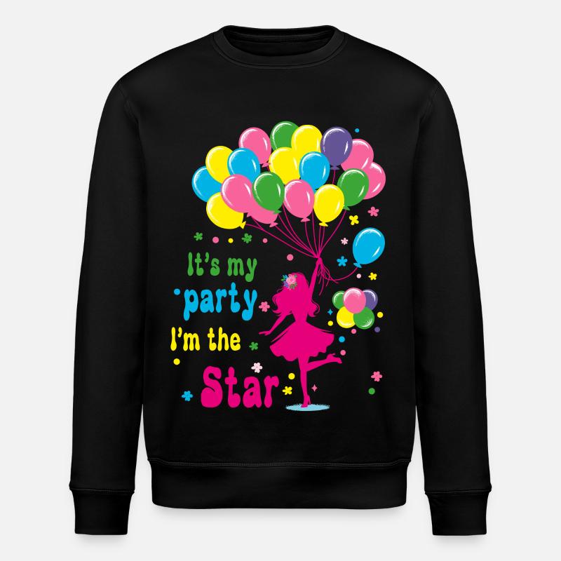 Feierliches Mädchen mit Luftballons Design - Stanley/Stella Unisex Bio-Sweatshirt ROLLER - Schwarz