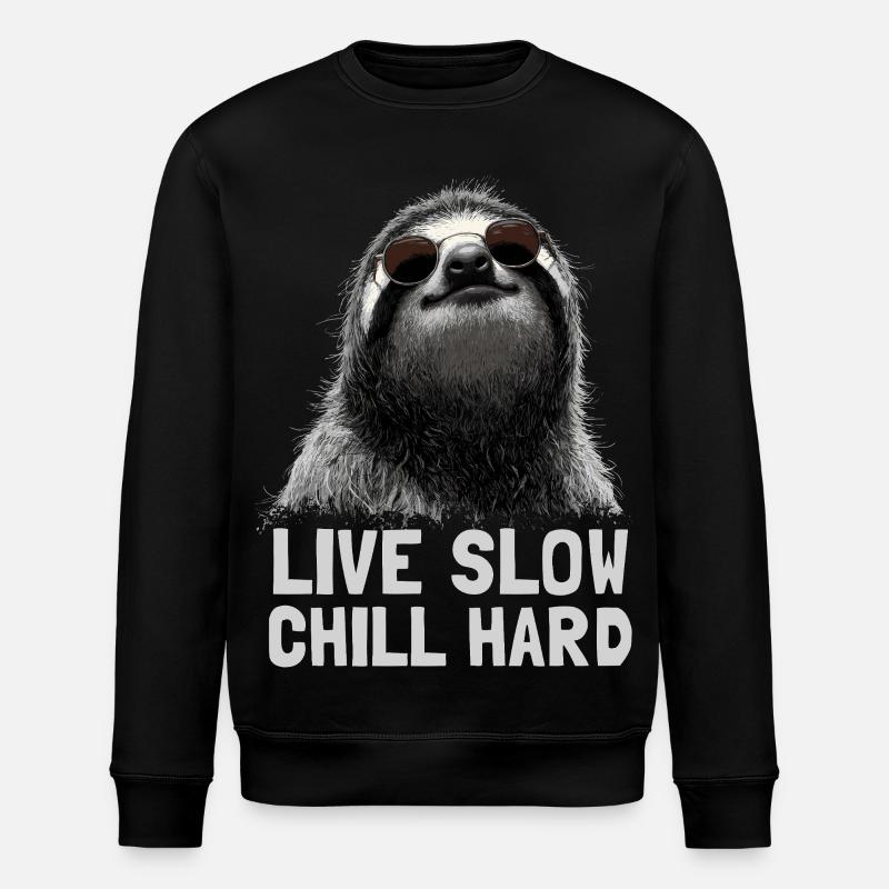 Chilliges Faultier mit Sonnenbrille - Stanley/Stella Unisex Bio-Sweatshirt ROLLER - Schwarz