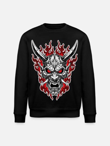 Oni-Maske Höllenporträt Rot Schwarz - Stanley/Stella Unisex Bio-Sweatshirt ROLLER - Schwarz