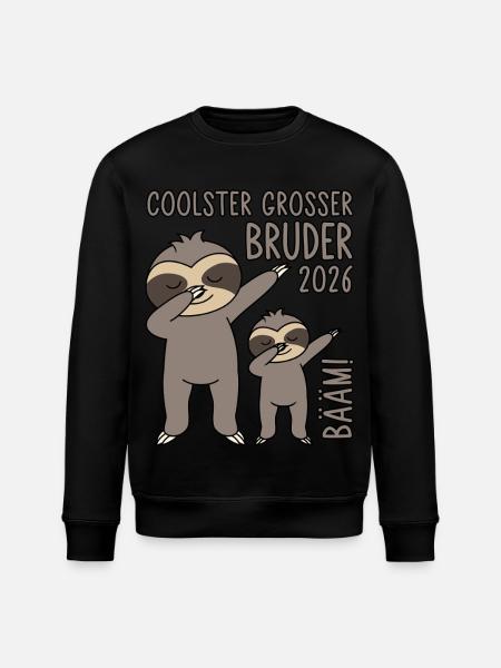 Dabbing Faultier Bääm! Coolster Großer Bruder 2026 - Stanley/Stella Unisex Bio-Sweatshirt ROLLER - Schwarz