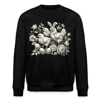 Poussin de Pâques Vintage Poulet Amoureux Rétro - Sweat bio ROLLER Stanley/Stella Unisexe - noir - Devant - Nik (191cm)