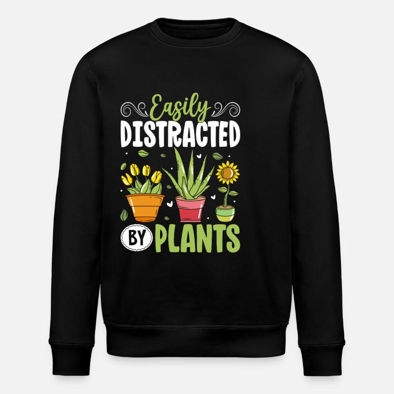 Easily Distracted By Plants - Stanley/Stella ROLLER Unisex Organic Sweatshirt - black