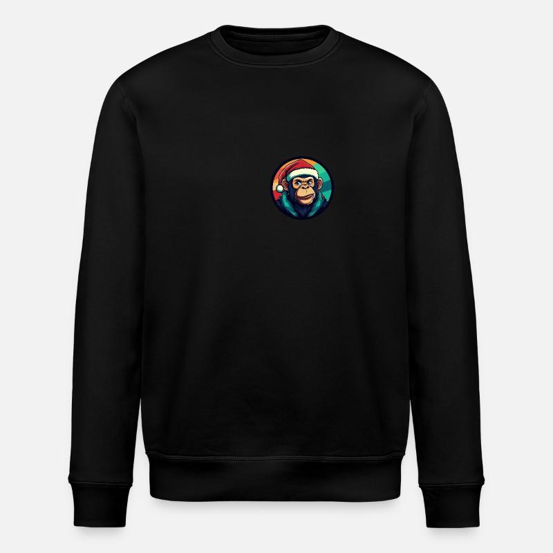 Affe Weihnachten Christmas - Stanley/Stella Unisex Bio-Sweatshirt ROLLER - Schwarz