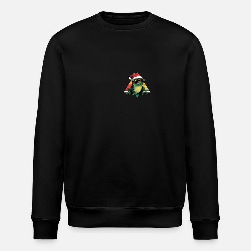Frog Christmas Cool - Stanley/Stella ROLLER Unisex Organic Sweatshirt - black