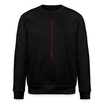 Schriftzug Antifascista vertikal (gestretched) - Stanley/Stella Unisex Bio-Sweatshirt ROLLER - Schwarz - Vorne - Nik (191cm)