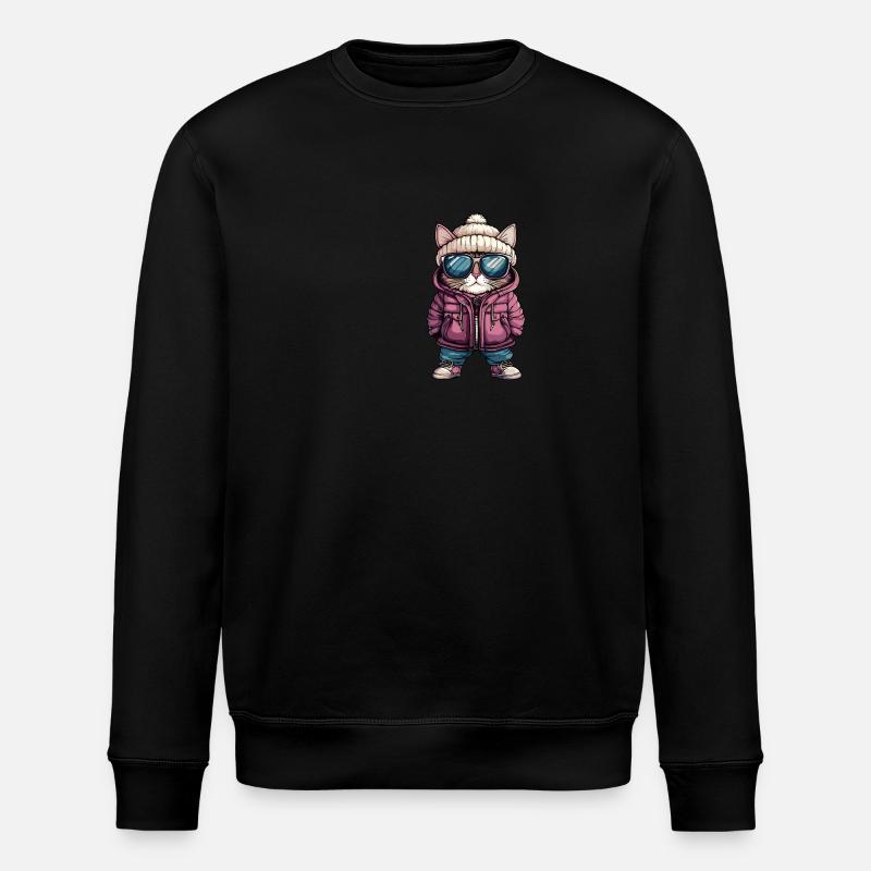 Katze Winter - Stanley/Stella Unisex Bio-Sweatshirt ROLLER - Schwarz